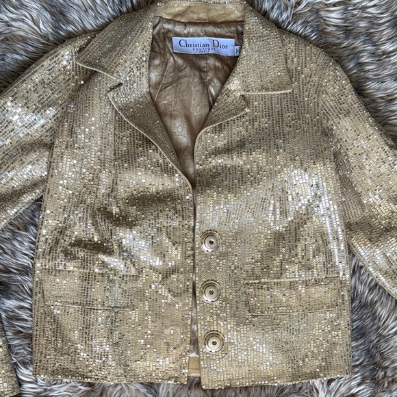 Christian Dior Women's Gold Sequin Blazer